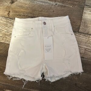 Destructed White Jean Shorts by Risen Small Boutique Branded